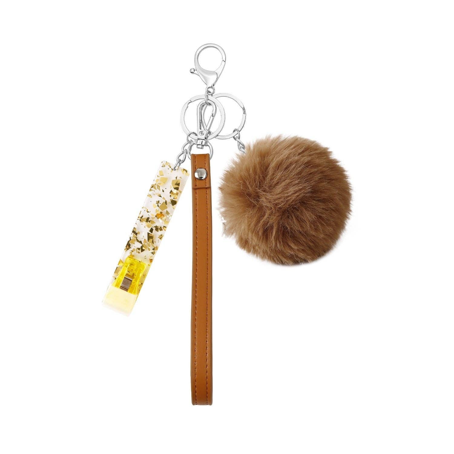 Sparkle Being - Tan Pom Pom Card Grabber Keychain Ball for Long False Nails  Pulling from ATM Credit Card Clip Puller